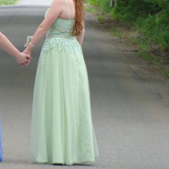 pale green prom dress